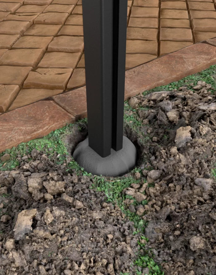 Poteau 3x3po coulé dans le béton