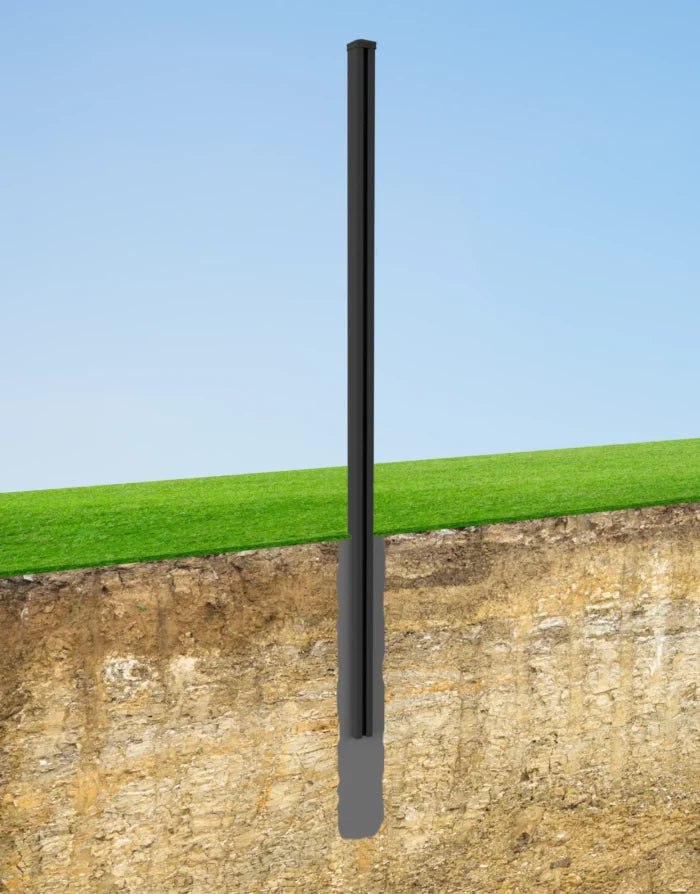 Poteau 3x3po coulé dans le béton