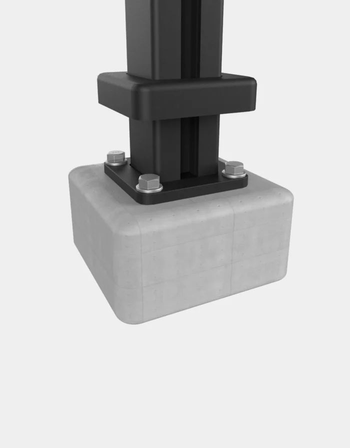 Ensemble complet d'un poteau 3x3po pour ancrage dans le béton