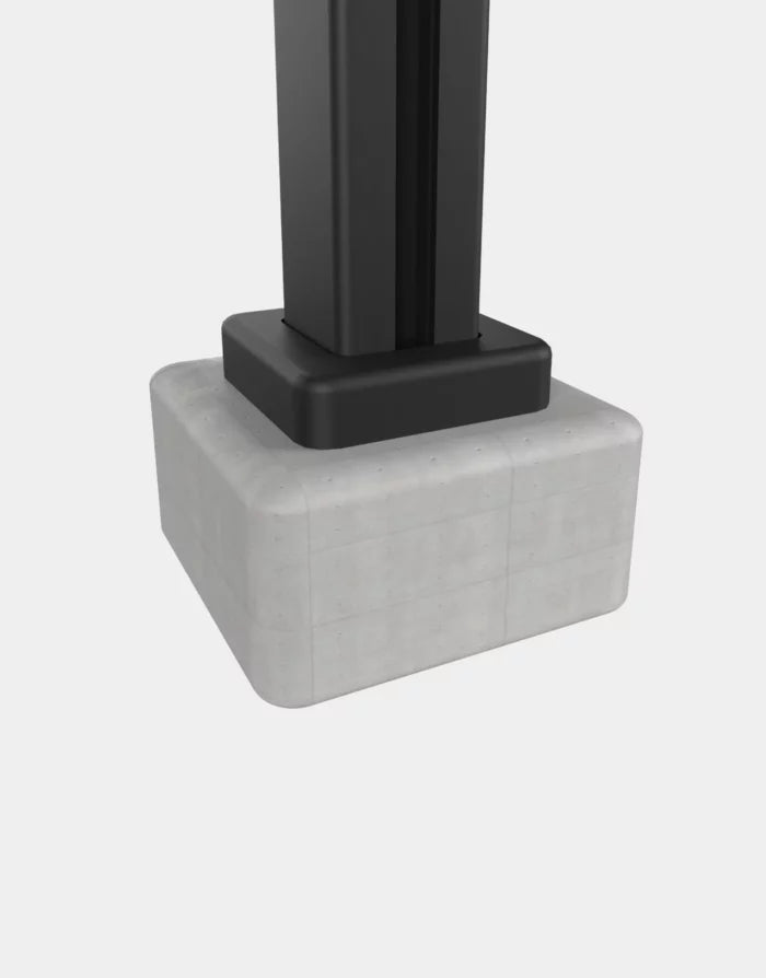 Ensemble complet d'un poteau 3x3po pour ancrage dans le béton