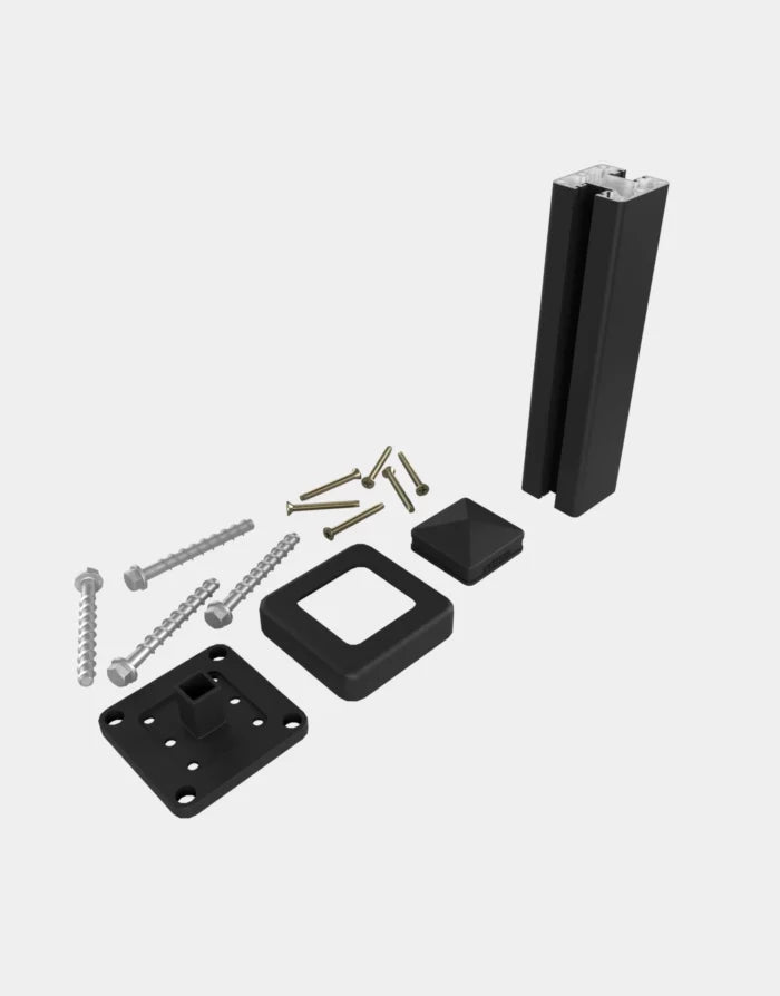 Ensemble complet d'un poteau 3x3po pour ancrage dans le béton