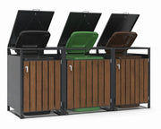 Cache-poubelles Triple (3 bacs) — Noyer