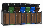 Cache-poubelles Septuple (7 bacs) — Noyer