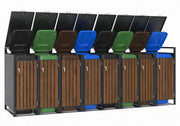 Cache-poubelles Octuple (8 bacs) — Noyer