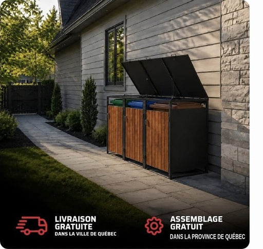 Cache-poubelles installé devant une maison